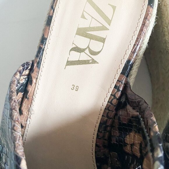 Zara Snakeskin Jute  Wedge Slip on Chunky Platform Espadrilles 39 - Picture 6 of 6